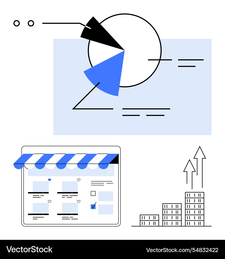 Data analytics linking e-commerce and business vector image