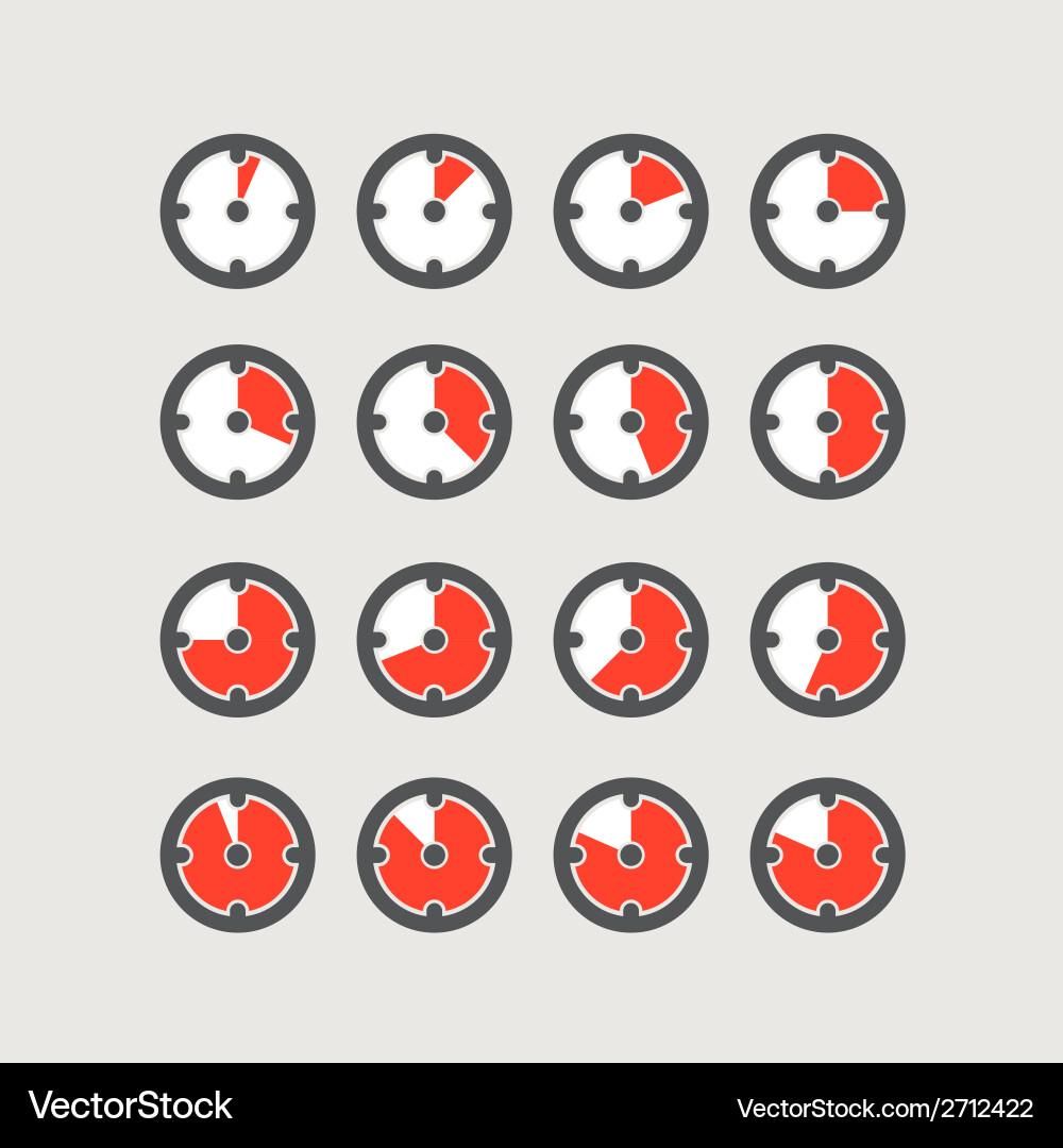 Different status of clocks collection vector image