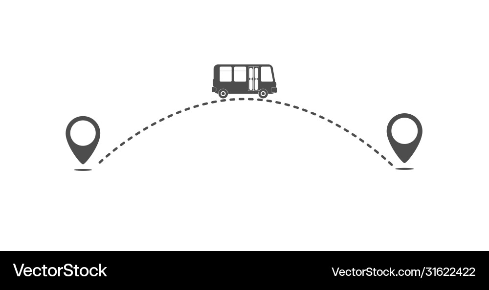 Icon path bus from one point to another Vector Image