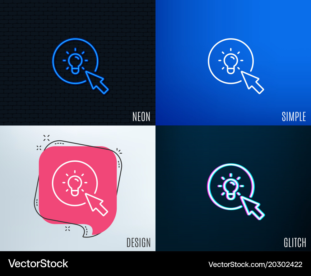 Idea lamp line icon mouse cursor sign vector image
