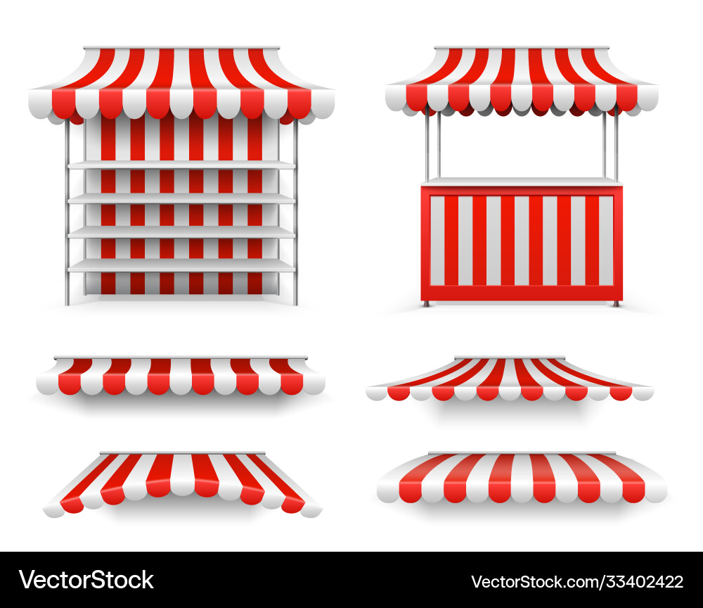 Open air stalls market stand mockup isolated Open air stalls market stand mockup isolated vector image
