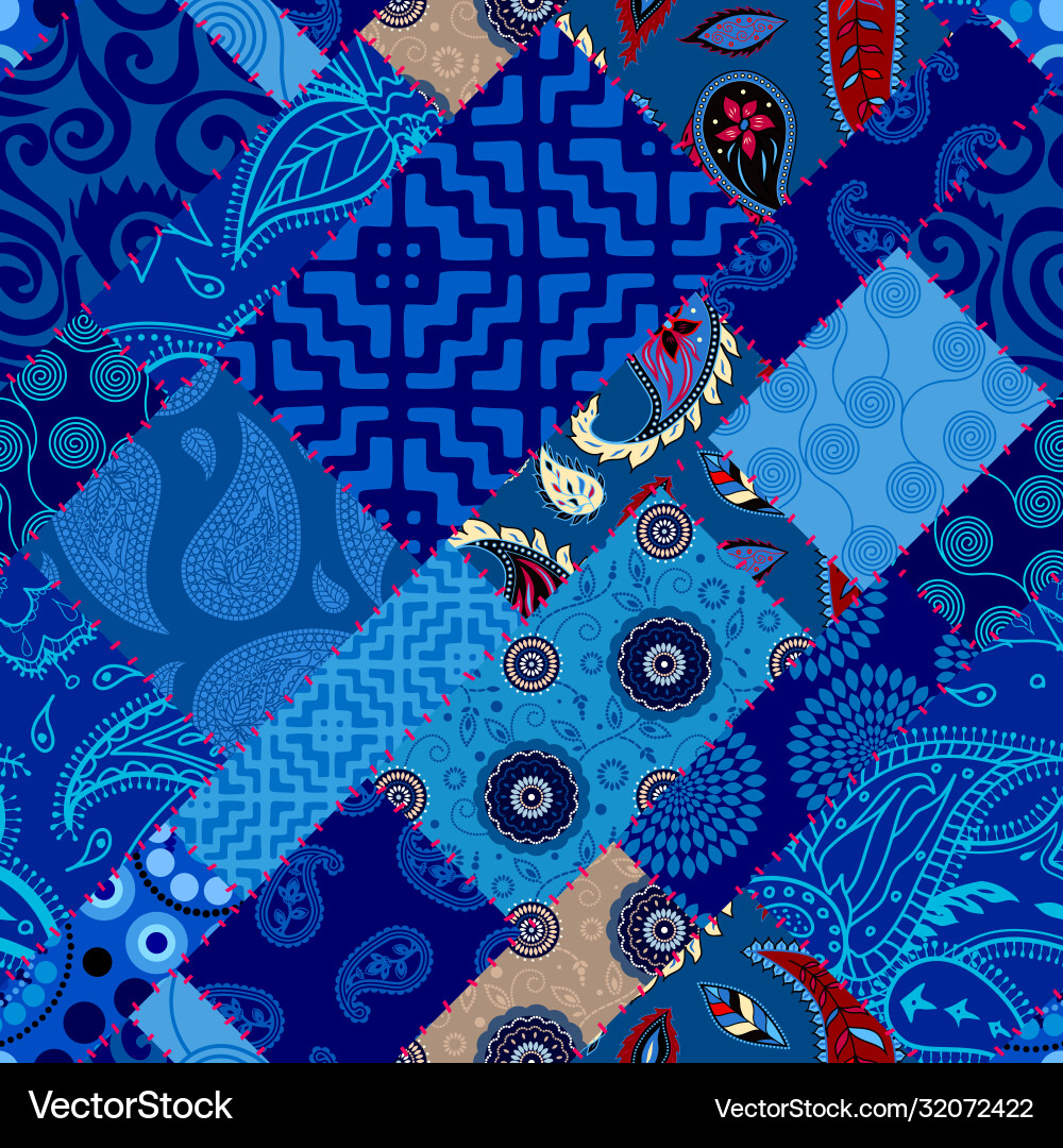 Patchwork textile pattern seamless quilting Patchwork textile pattern seamless quilting vector image
