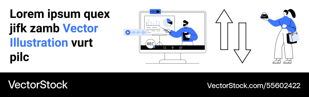 Professional analyzing data on monitor with charts Professional analyzing data on monitor with charts Vector Image