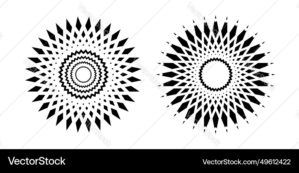 Radial circle patterns set vector image