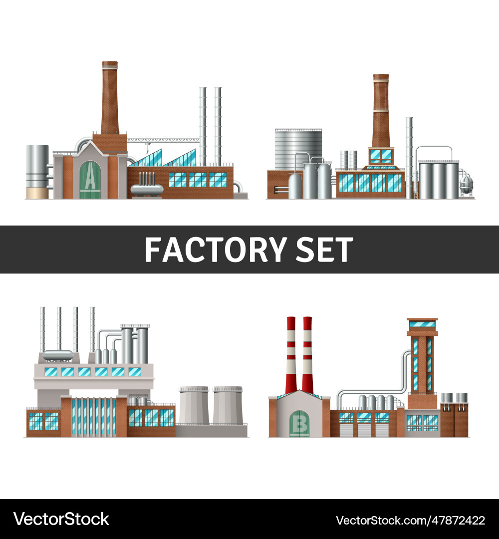 Realistic factory set vector image