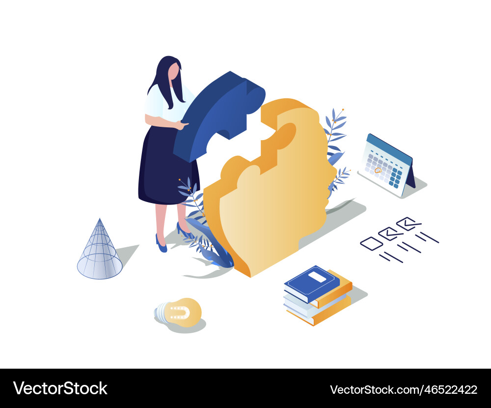 Self development concept 3d isometric web scene Vector Image