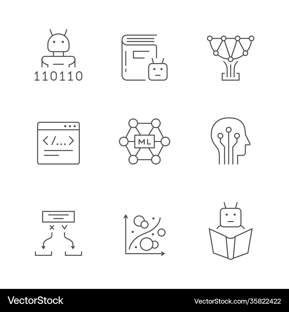 Set line icons machine learning Vector Image