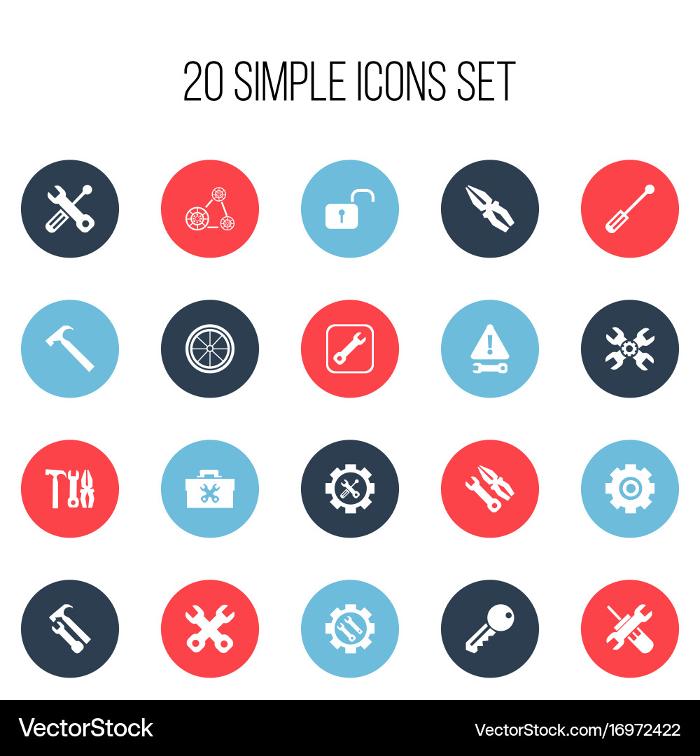 Set of 20 editable toolkit icons includes symbols vector image