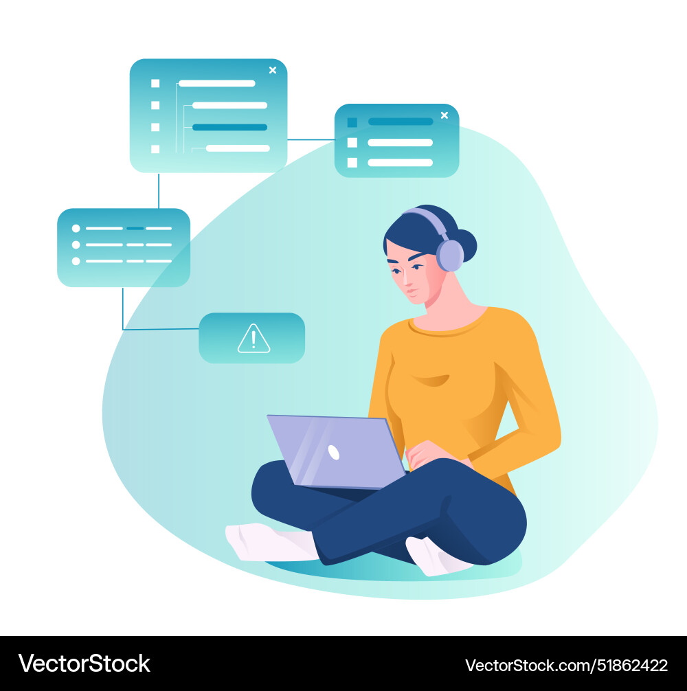 Software developer female programmer works Software developer female programmer works Vector Image