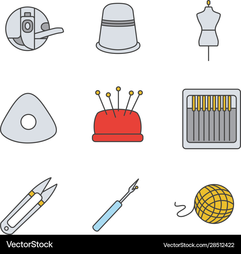 Tailoring color icons set Tailoring color icons set vector image