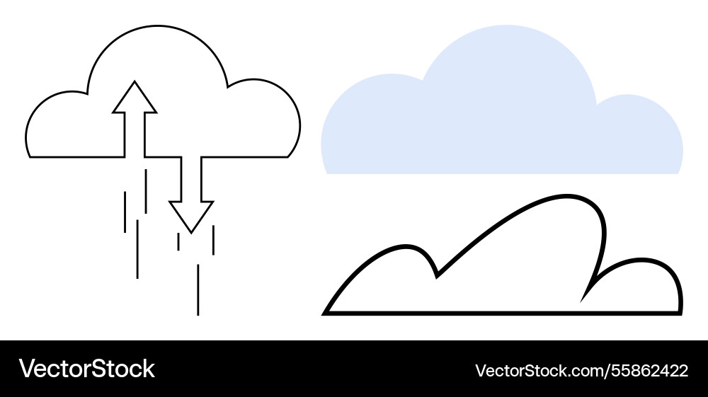 Three distinct clouds representing weather data Three distinct clouds representing weather data vector image