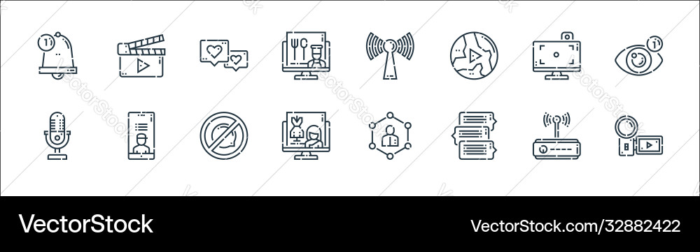 Videoblogger line icons linear set quality Videoblogger line icons linear set quality vector image