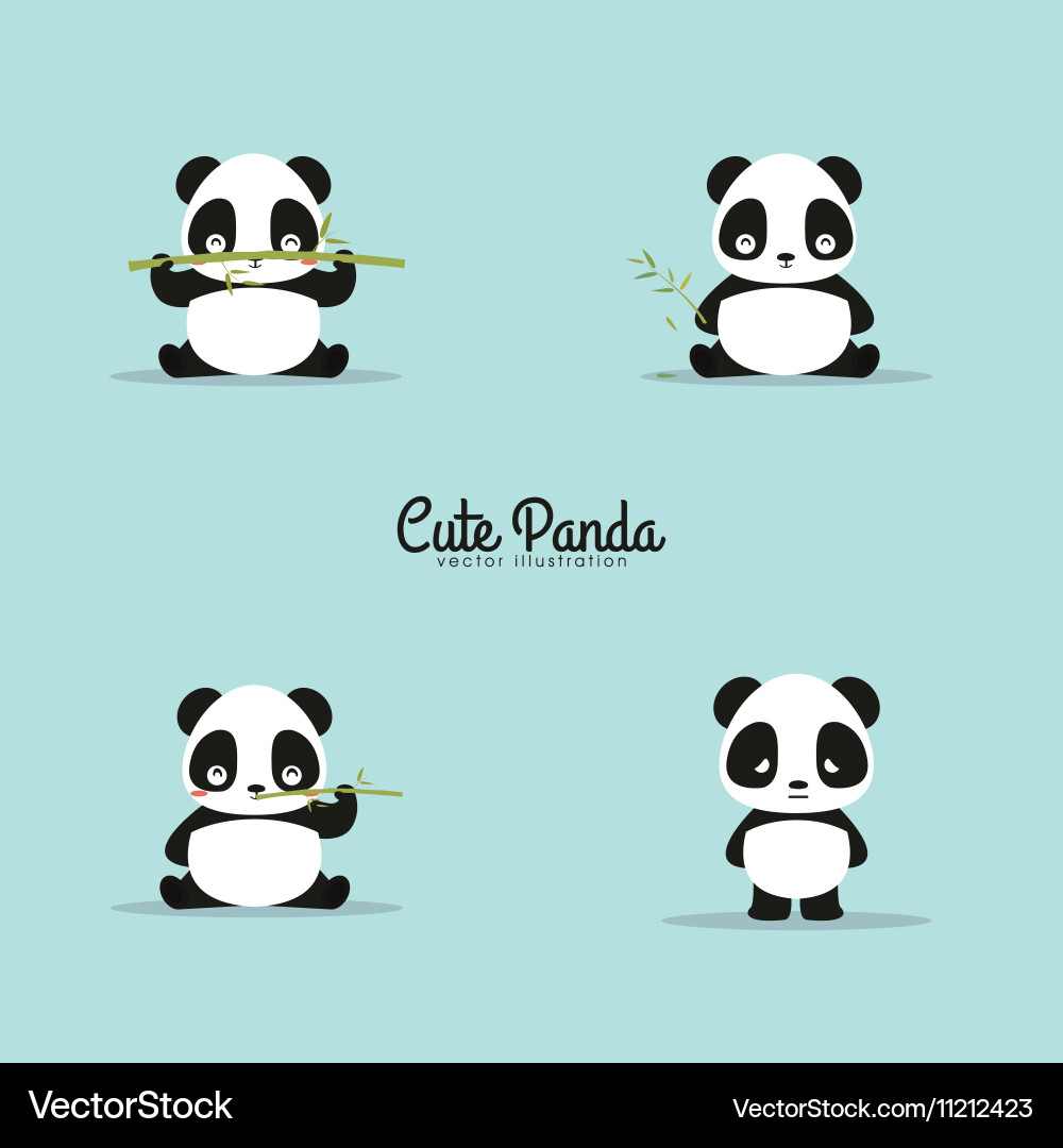 Abstract cute pandas vector image