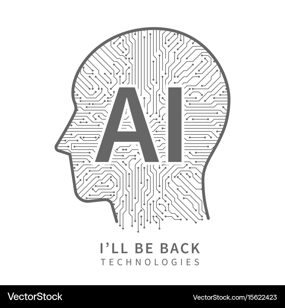 Artificial Intelligence Circuit Brain Vector Image