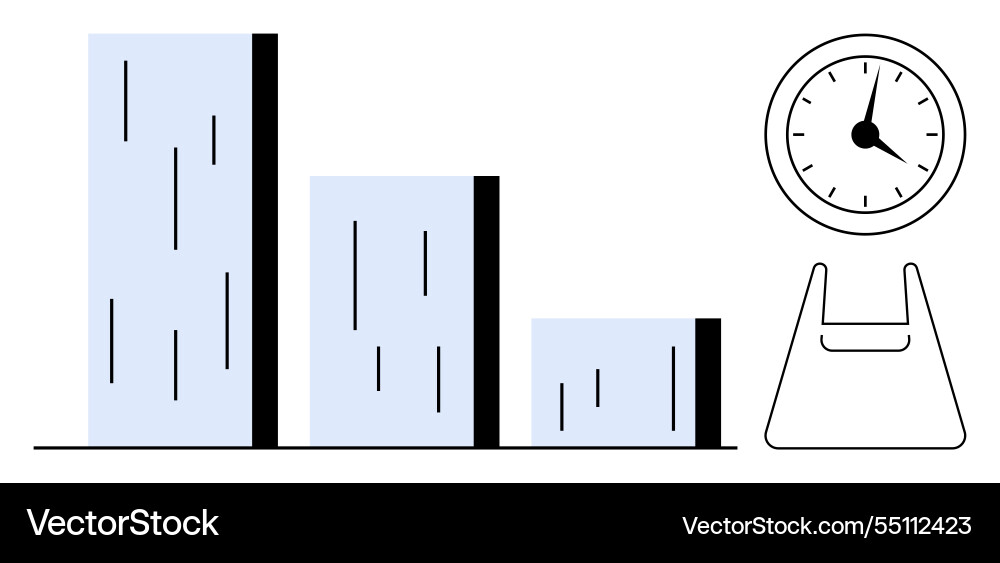 Bar graph decreasing with clock and weight scale Bar graph decreasing with clock and weight scale vector image