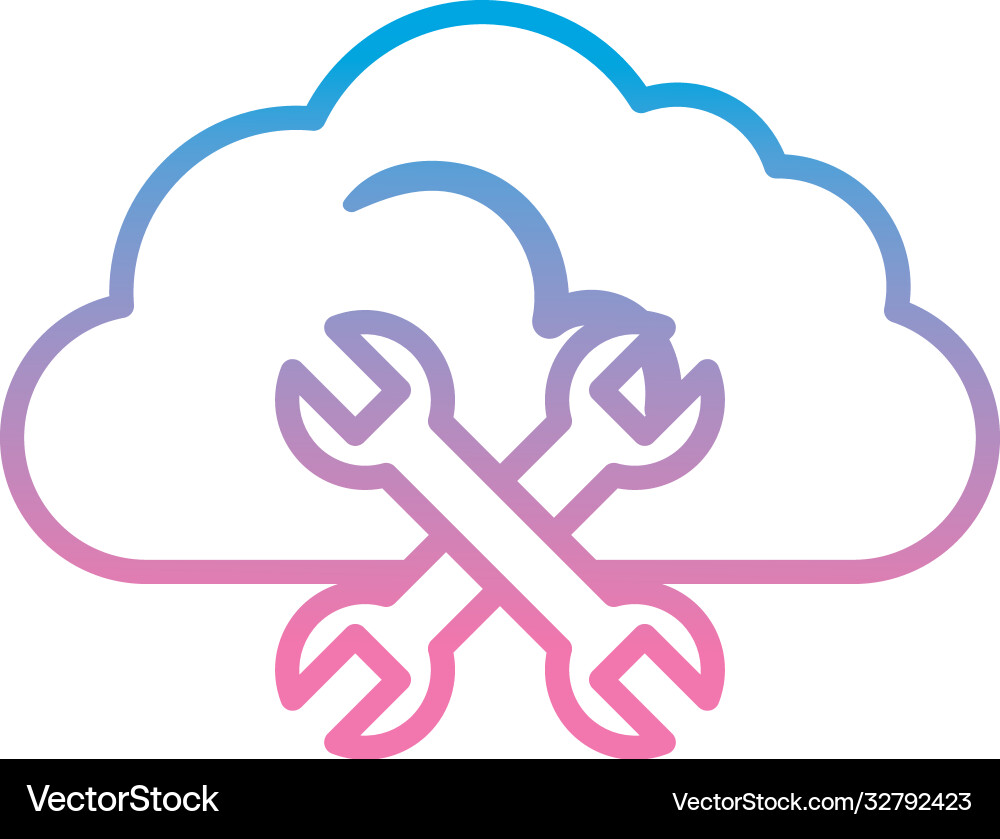 Cloud computing with wrench gradient style icon vector image