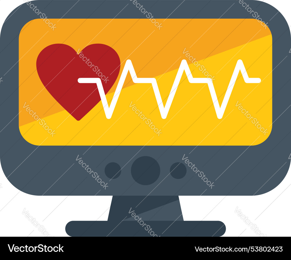 Computer monitor displaying heartbeat rate icon Computer monitor displaying heartbeat rate icon vector image