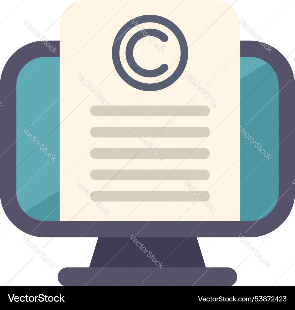 Copyright document displaying on computer monitor Copyright document displaying on computer monitor vector image