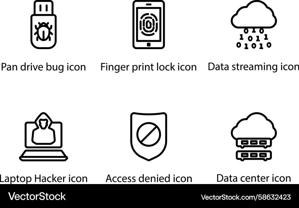 Data Security Icons - Lock & Bug Vector Image