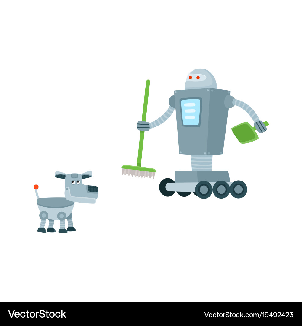 Flat robots set isolated Vector Image