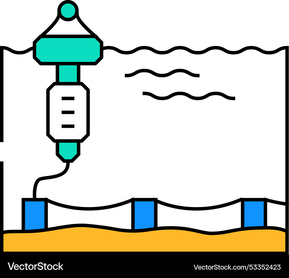 Floating platform tidal power icon color vector image