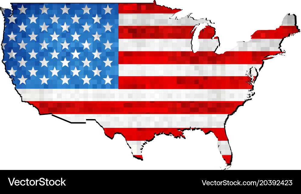 Grunge usa map with flag inside vector image
