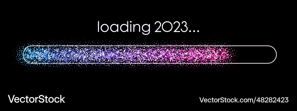 Isolierte 2023 Ladeleiste mit Gradientenkonfetti vektorbild