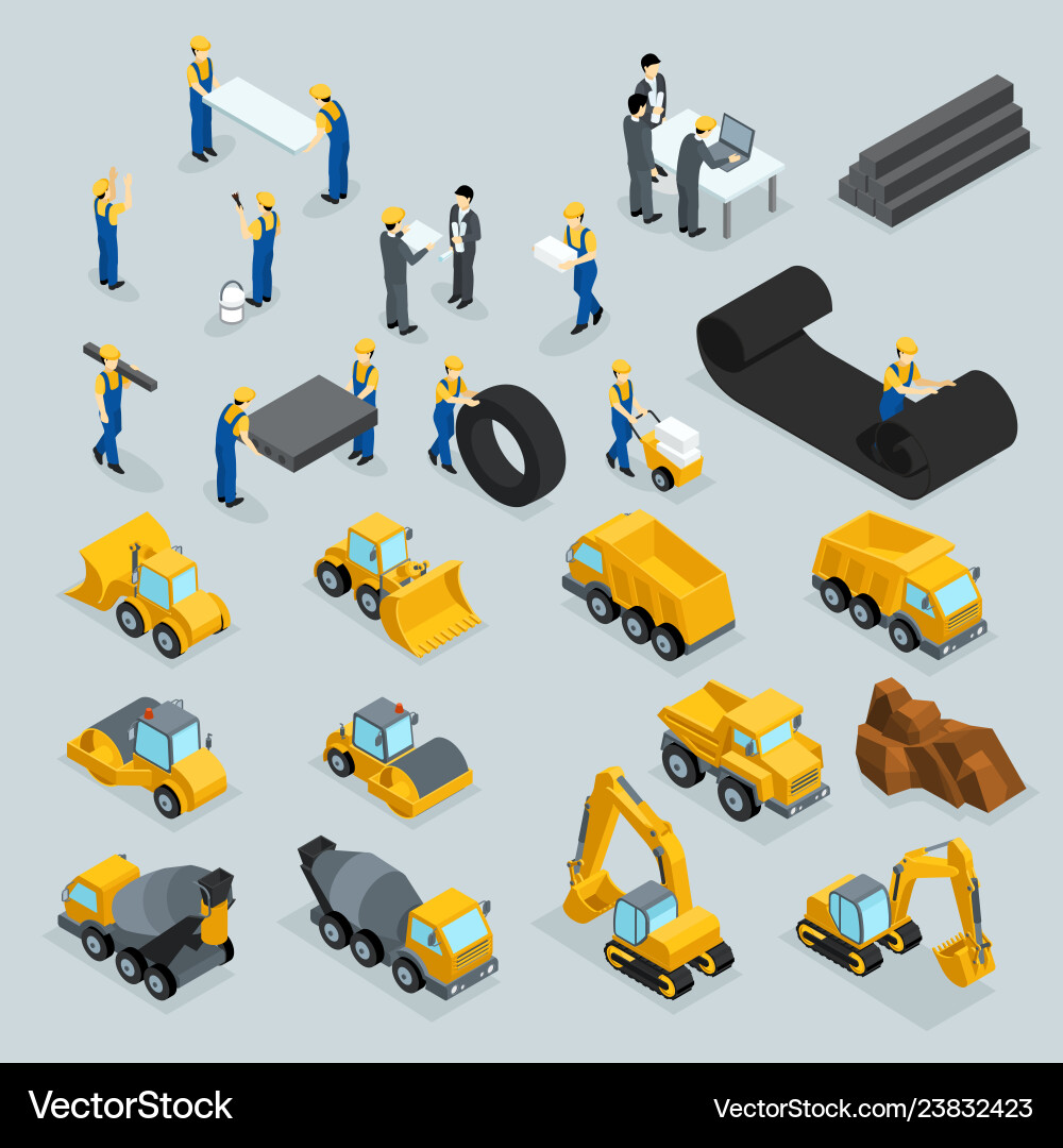 Isometrische Icons für Bauarbeiter Isometrische Icons für Bauarbeiter vektorbild