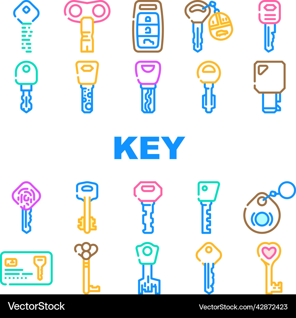 Key for open and close padlock icons set Key for open and close padlock icons set vector image