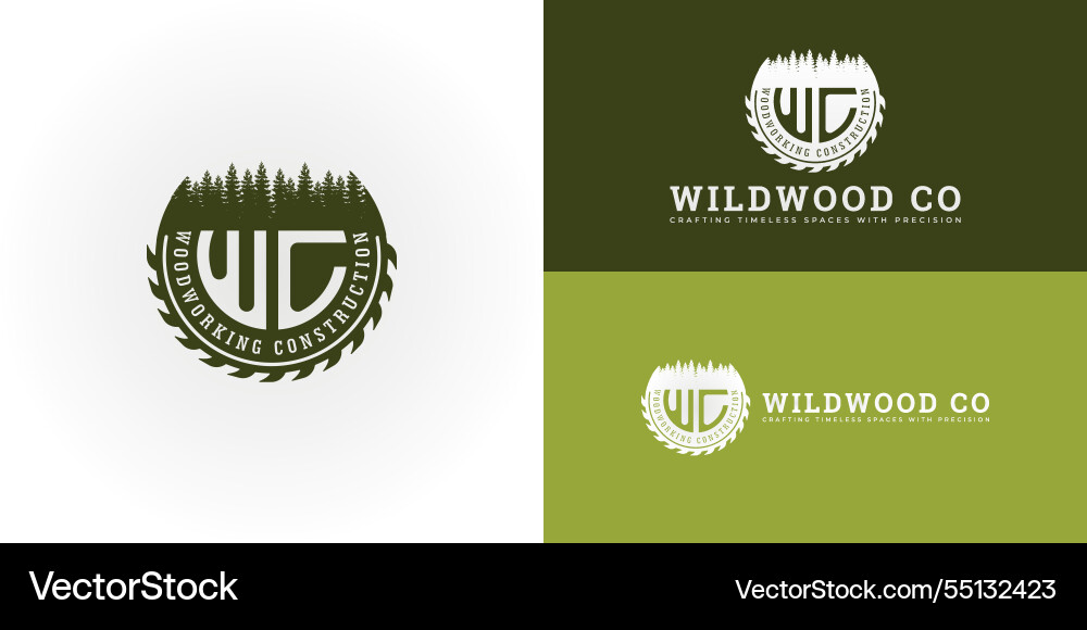 Logo design features the initials wc vector image