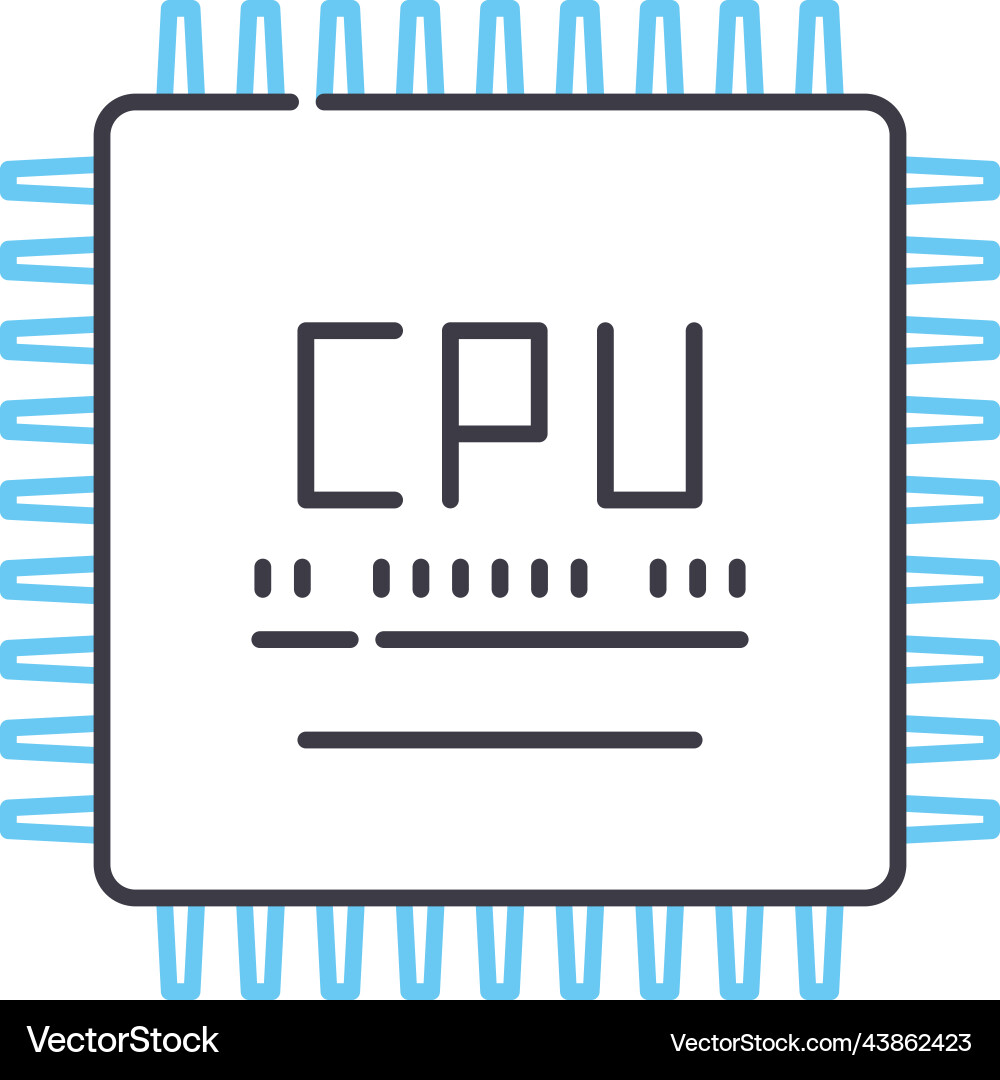Processor unit line icon outline symbol Processor unit line icon outline symbol vector image