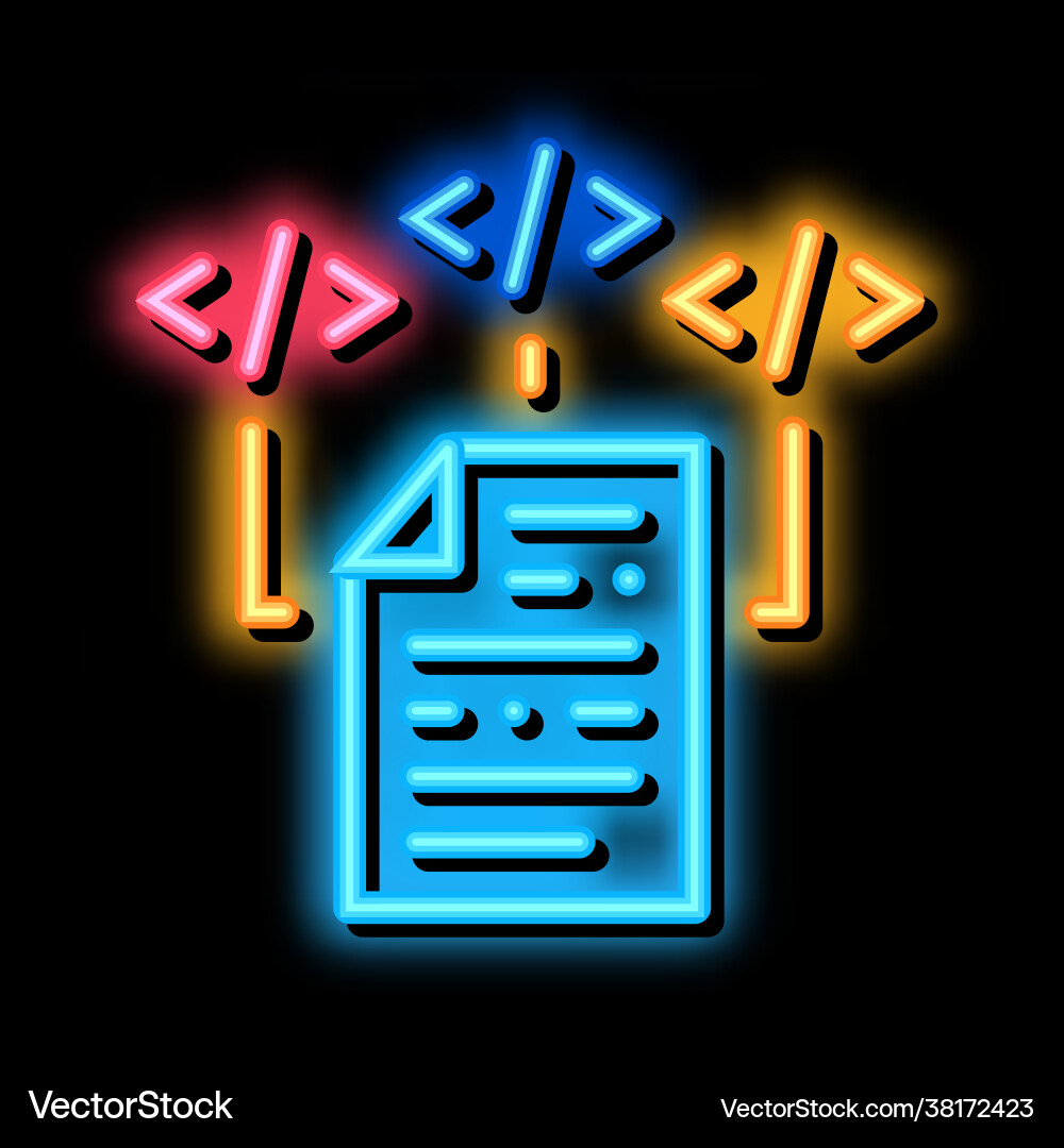 Programming code file neon glow icon Vector Image