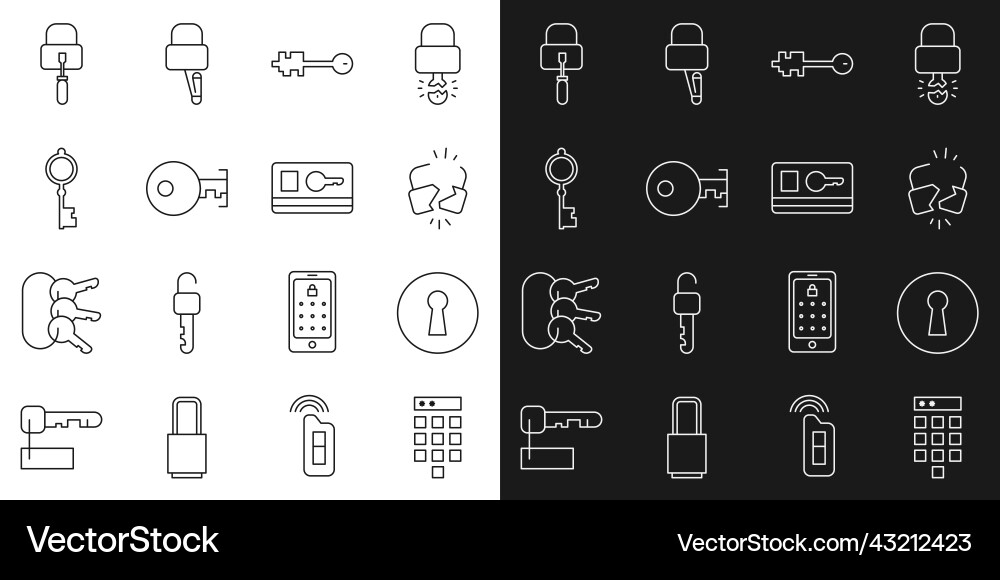 Set line password protection keyhole broken Set line password protection keyhole broken vector image