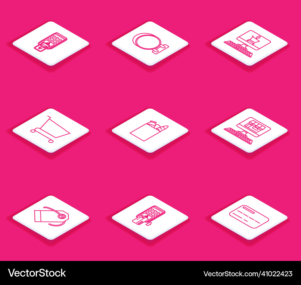 Set line pos terminal with printed receipt Set line pos terminal with printed receipt vector image
