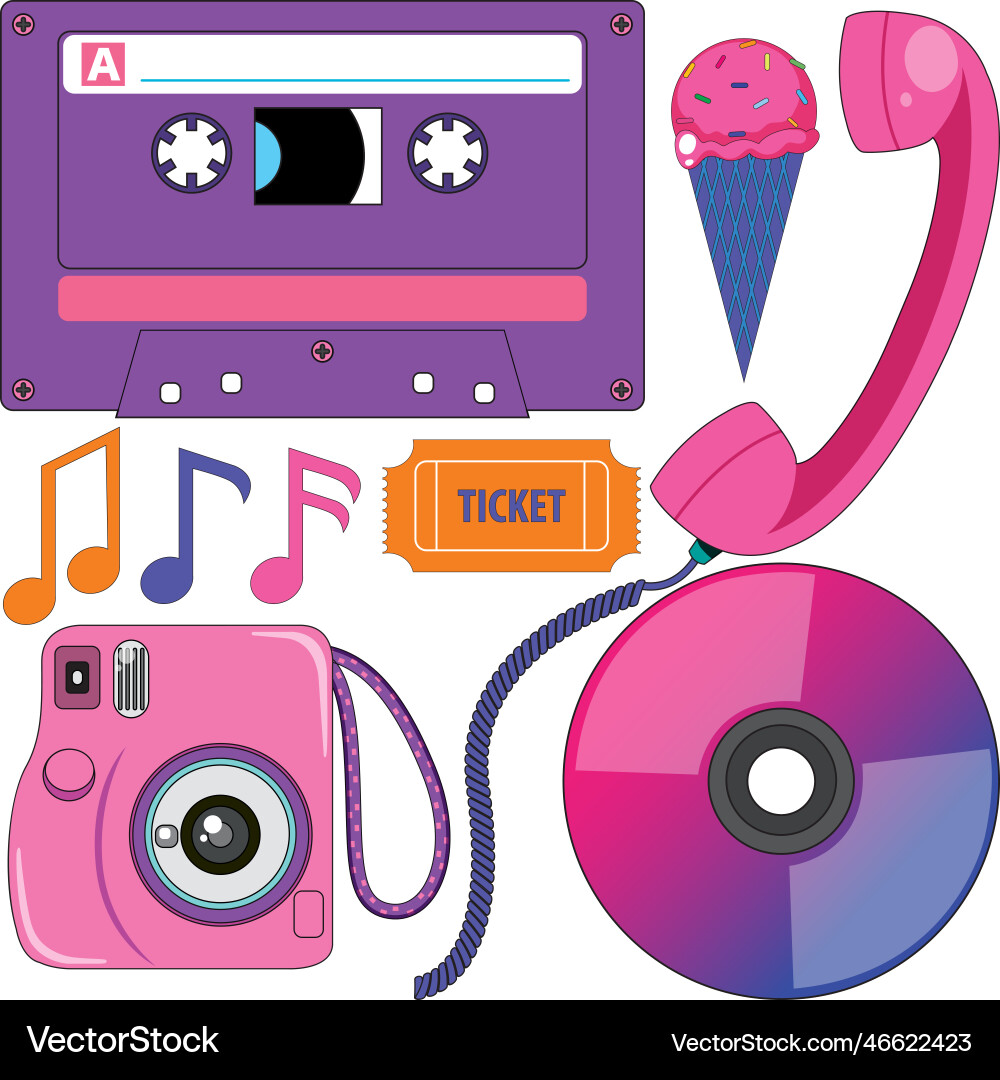 Set of retro object vector image