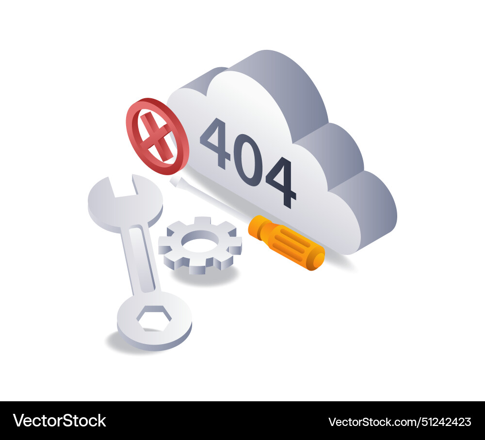 Technology system error code 404 repair cloud Technology system error code 404 repair cloud vector image