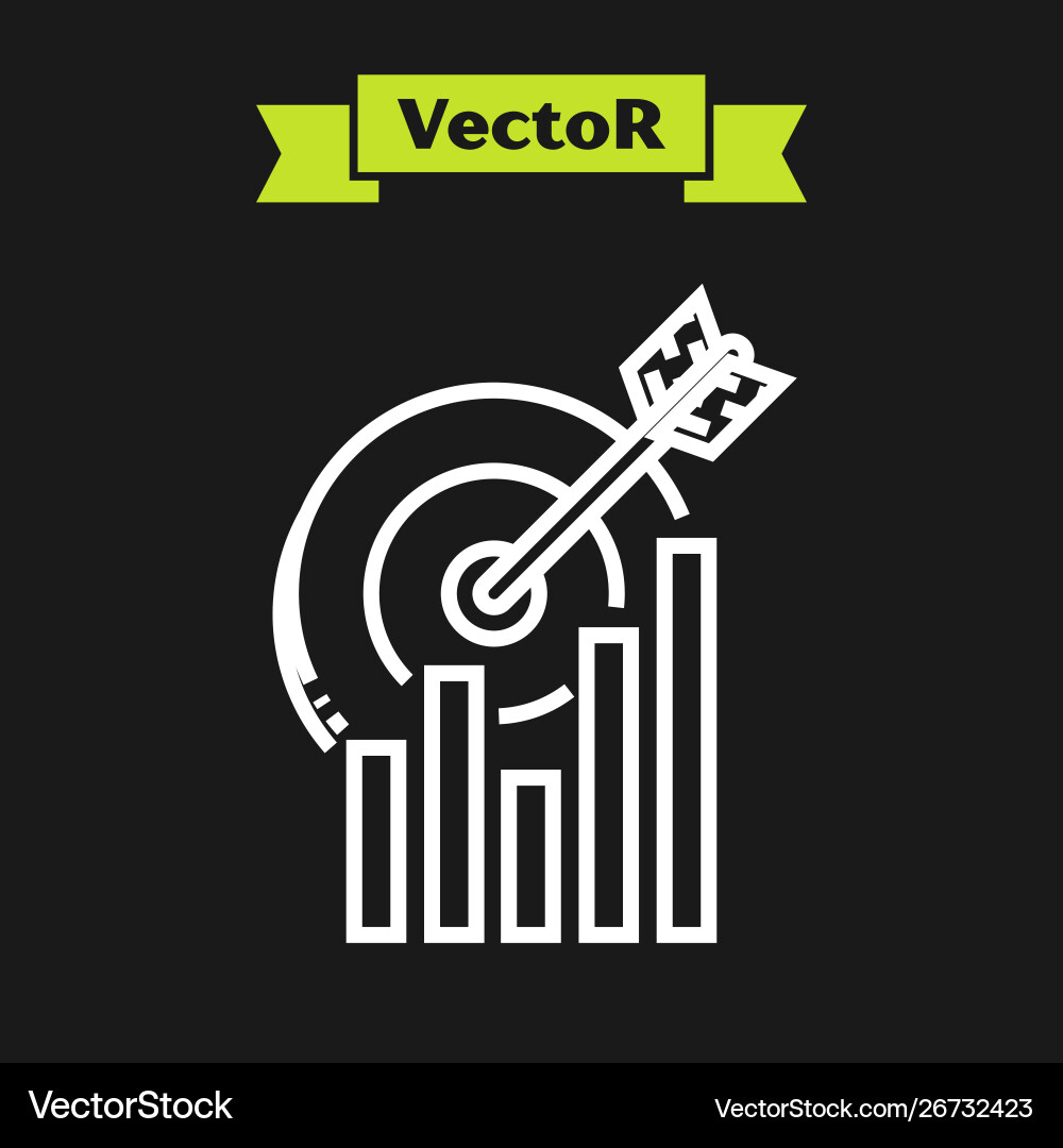 White line target with graph chart icon isolated White line target with graph chart icon isolated vector image