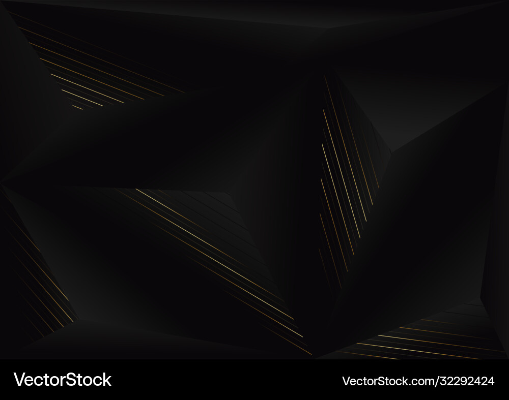 Abstract black polygon pattern with golden lines Vector Image