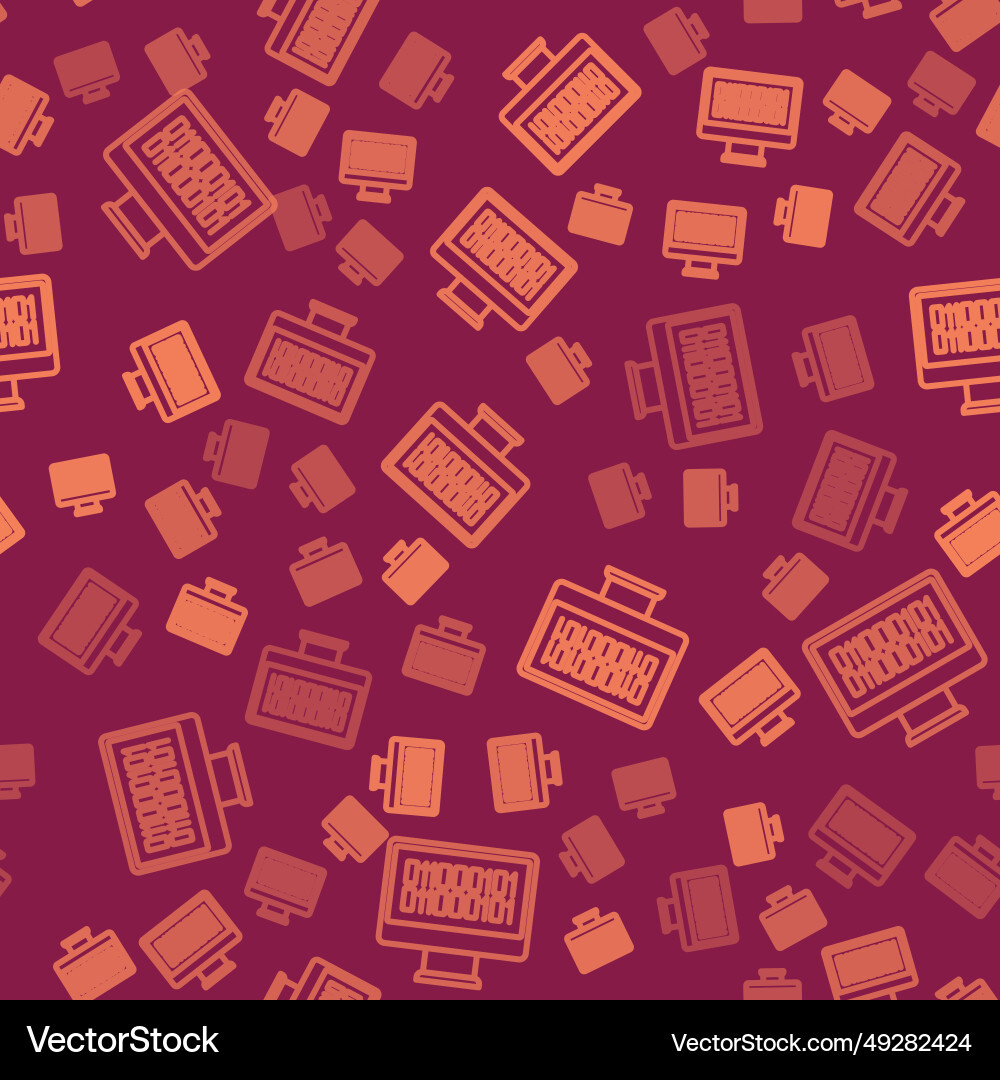 Brown line binary code icon isolated seamless Brown line binary code icon isolated seamless vector image