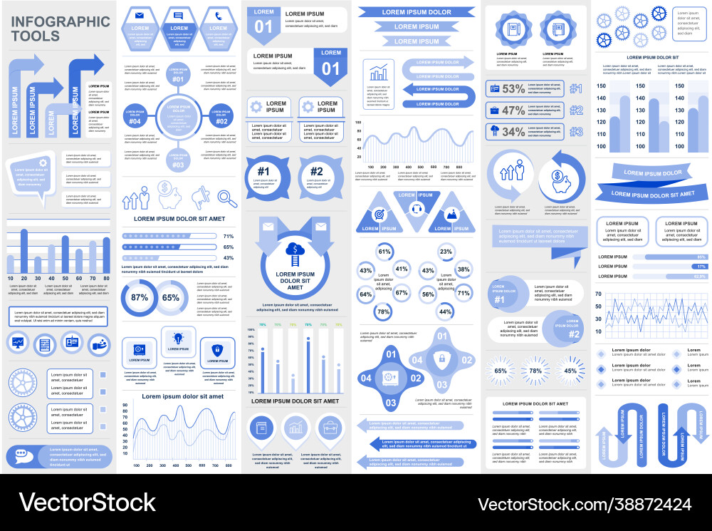 Bundle infographic elements data visualization vector image