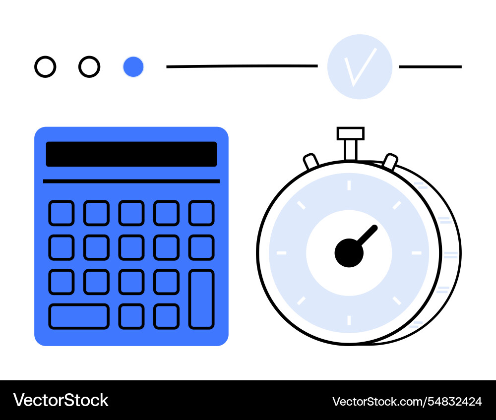 Calculator and stopwatch representing efficiency Calculator and stopwatch representing efficiency vector image