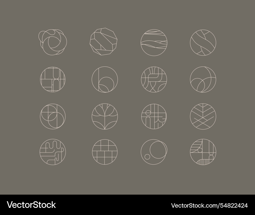 Circle linear art style icons grey Circle linear art style icons grey vector image
