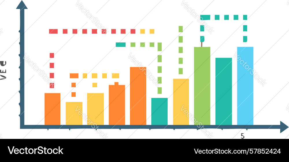 Dotted line bar chart for data comparison design Vector Image