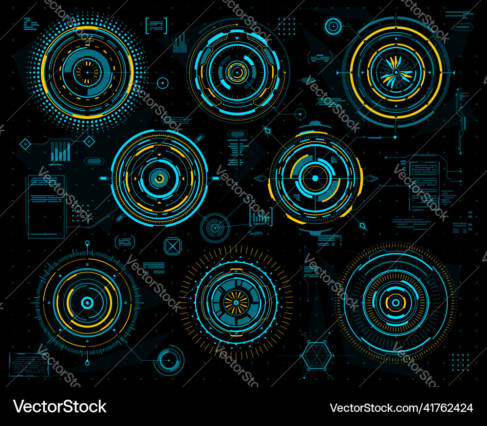 Hud futuristic graphs or circular interface panels Hud futuristic graphs or circular interface panels vector image