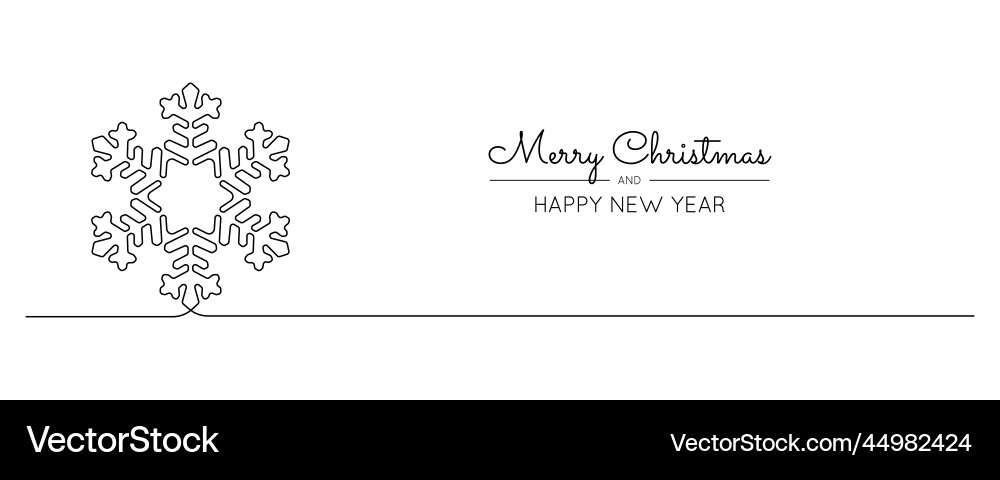 One continuous line drawing of christmas snowflake One continuous line drawing of christmas snowflake vector image