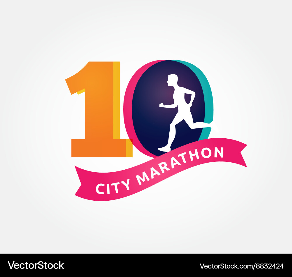Running marathon icon and symbol with number vector image
