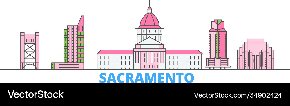 United states sacramento line cityscape flat United states sacramento line cityscape flat vector image