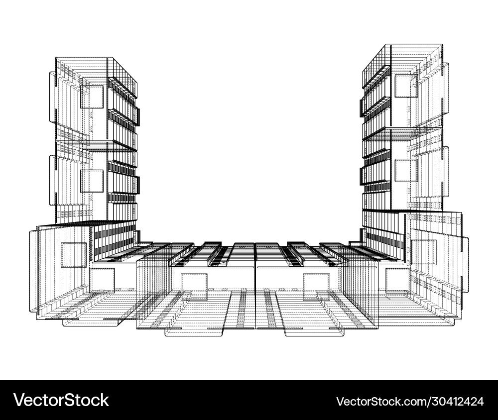 Wire-frame model a multi-storey building Wire-frame model a multi-storey building vector image