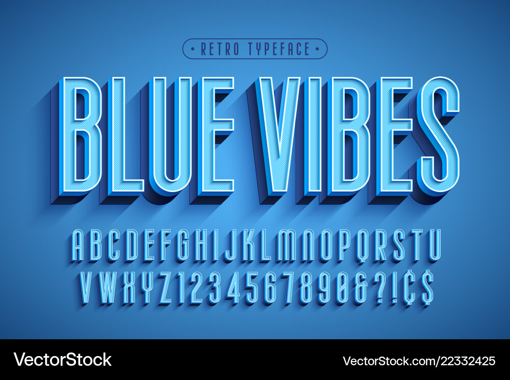 3D Display Alphabet Font - Retro Style vector image