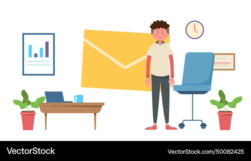 A businessman is presenting email about his work A businessman is presenting email about his work vector image